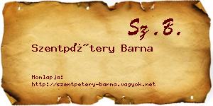Szentpétery Barna névjegykártya