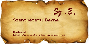 Szentpétery Barna névjegykártya