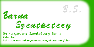 barna szentpetery business card