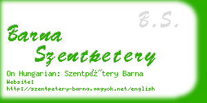 barna szentpetery business card